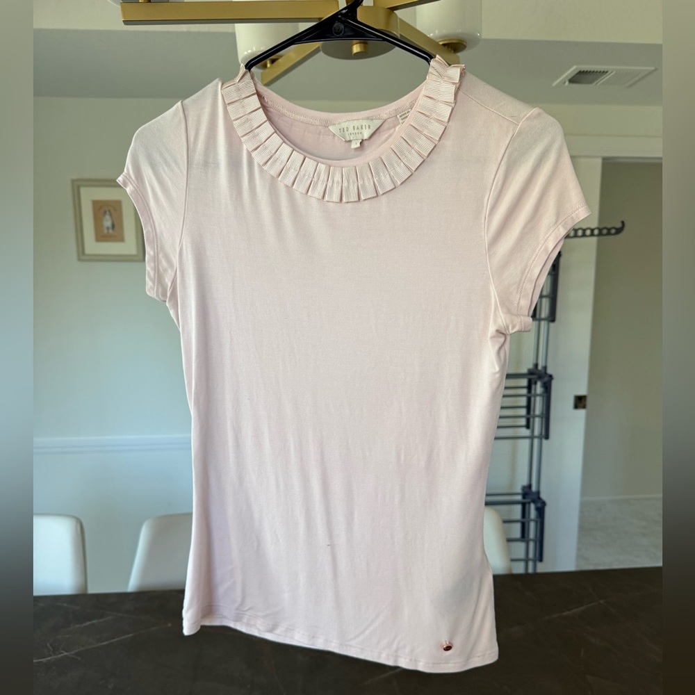 Vineyard Vines Light Pink Ruffle Neck Tee Ted Baker